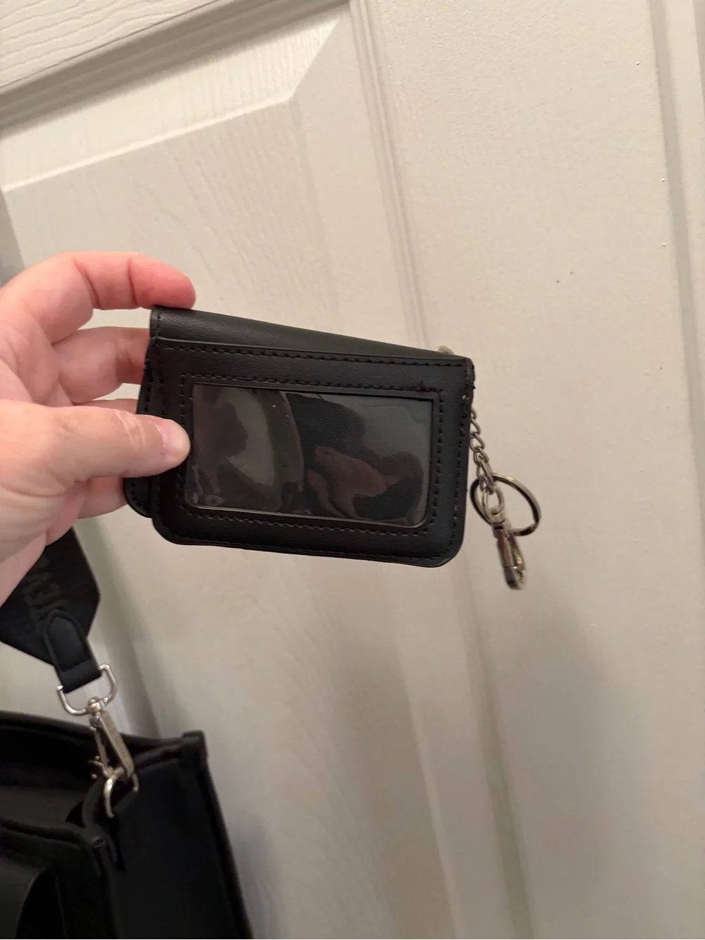 Steve Madden Black Logo Tote Crossbody Bag w/ Card Holder